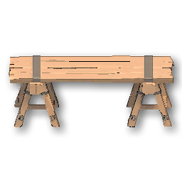 The in-game Rugged Wooden Table furniture image