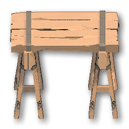The in-game Small Rugged Wooden Table furniture image